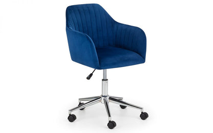 KAHLO VELVET SWIVEL OFFICE CHAIR BLUE/CHROME